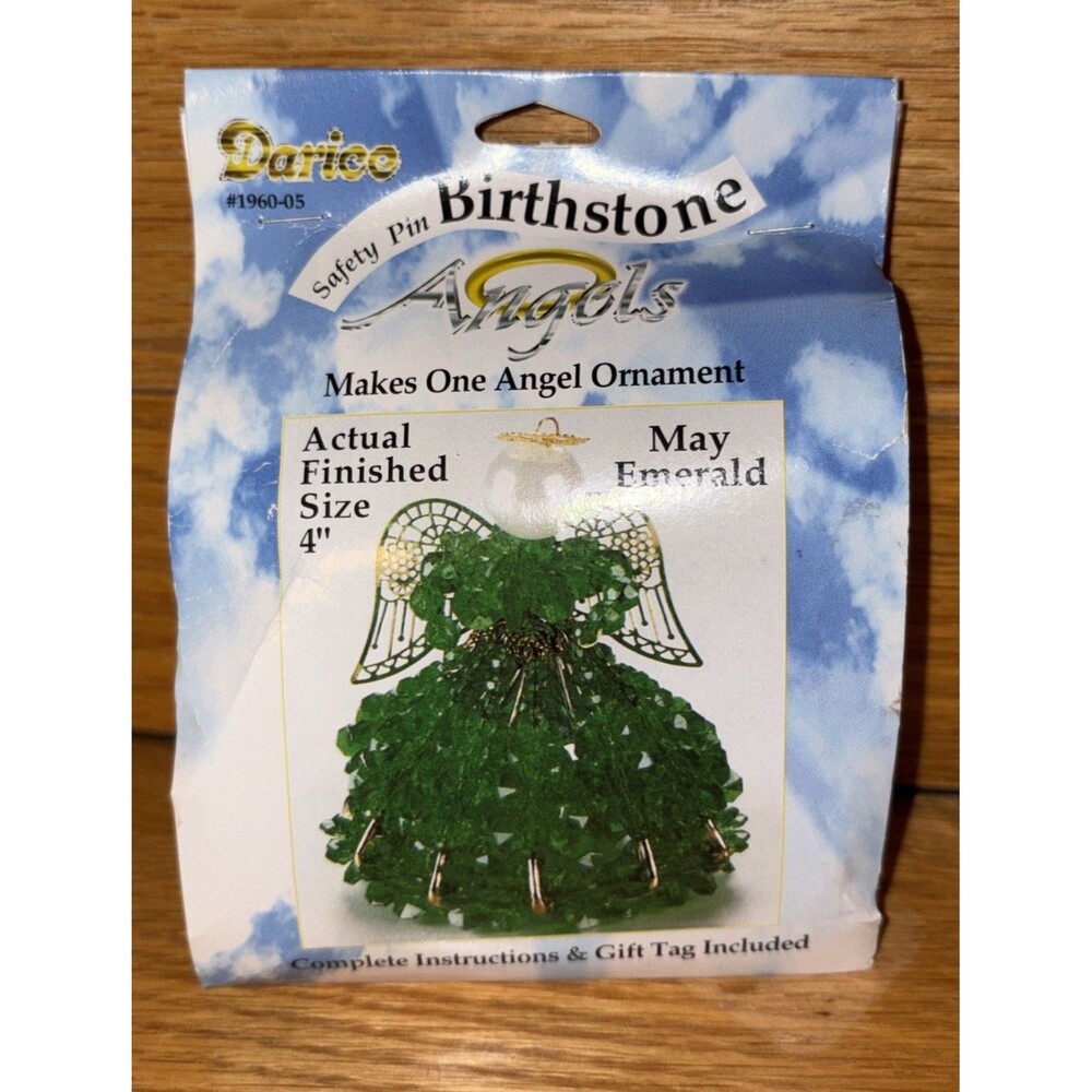 Darice Safety Pin Birthstone Angel May 4” Ornament Kit Christmas 2000 NEW